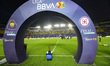 The champion trophy is seen during the first leg of the final match between Cruz Azul and...