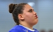 Renata Lais de Arruda plays during the Romania handball Liga game between Corona Brasov an...