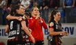 Angela Stefania Stoica reacts during the Romania handball Liga game between Corona Brasov...
