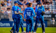 Jack Morley of Derbyshire celebrates the wicket of Ben Raine of Durham during the Vitality...