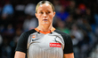 Referee Sarah Williams observes during the WNBA game between the Las Vegas Aces and the Co...