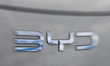 BYD logo is seen on a car in Krakow, Poland on May 23, 2026.. 
