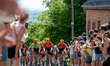 The peloton led by team Uno X Mobility during the 4th Stage of the Quatre Jours de Dunkerq...