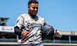 Manuel Palencia of the Somerset Patriots celebrates during a Minor League Baseball game at...