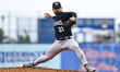 Hudson Valley Renegades relief pitcher Aaron Nixon #21 throws a pitch during the sixth inn...
