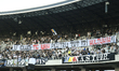 Fans of Universitatea Cluj attend the round 10 Romania Superliga Play Off match between Un...