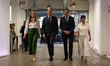 Spanish Prime Minister Pedro Sanchez poses with Third Deputy Prime Minister and Minister f...