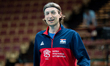 Nikola Jovovic warms up before a volleyball game between Serbia and Ukraine in Katowice, P...