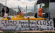 Protesters and immigration agents clash outside Delaney Hall in Newark, New Jersey, United...