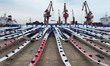 New energy wind power equipment is prepared for loading onto ships for export at the Dongf...