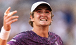 Joao Fonseca reacts during his men's singles match against Novak Djokovic on day 6 of the...