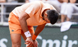 Novak Djokovic reacts during his men's singles match against Joao Fonseca on day six of th...