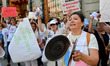 Home Care Service (SAD) workers participate in a protest at Puerta del Sol in Madrid, Spai...