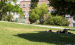 People seek shade and cool down during a hot day in Lisbon, Portugal, on May 30, 2026. A h...
