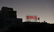 The Netflix logo is seen on the roof of an office building in Los Angeles, California, on...
