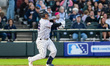 Miguel Palma of the Somerset Patriots hits the ball during a Minor League Baseball game at...
