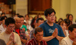 Buddhist devotees pray during Vesak Day celebrations at Hemadhiro Mettavati Temple in Jaka...
