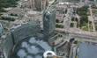 A view of the city with the Palace of Culture and Science and the Golden Terraces in Warsa...