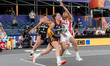 Marie Reichert from Germany and Wenxia Li from China are seen in action during the FIBA 3x...
