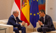 Spanish Prime Minister Pedro Sanchez welcomes His Serene Highness Prince Albert II of Mona...