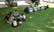 Students arrive at an examination venue on the first day of the Prueba de Acceso a la Univ...