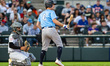 Jay Harry of the New Hampshire Fisher-Cats is at bat during a Minor League Baseball game a...