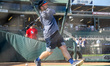 Patrick Winkel of the New Hampshire Fisher-Cats warms up before a Minor League Baseball ga...