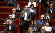 Pouria Amirshahi, deputy of the Ecologiste et Social parliamentary group, speaks during a...