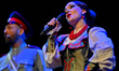 Members of the Moscow Cossack Choir perform during a concert conducted by Veniamin Novotoc...