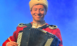 Members of the Moscow Cossack Choir perform during a concert conducted by Veniamin Novotoc...