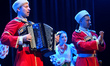 Members of the Moscow Cossack Choir perform during a concert conducted by Veniamin Novotoc...