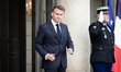 France's President Emmanuel Macron is seen at the entrance of the Elysee Presidential Pala...