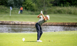 Niklas Norgaard of Denmark attempts a shot onto the green on the 3rd hole during the secon...