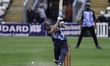 Nathan McAndrew of Glamorgan County Cricket Club is bowled by Matthew Waite of Worcestersh...
