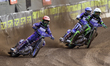 Brady Kurtz of Australia in red leads Patryk Dudek of Poland in white and Jason Doyle of A...