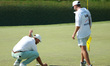 DUBLIN, OHIO - JUNE 05: Wyndham Clark lines up his putt on the 16th green during the secon...