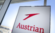 An Austrian Airlines cabin baggage sizer is seen at a boarding gate inside the passenger t...