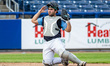 Aidan Paradine of the Trenton Thunder reacts during an MLB Draft League baseball game at T...