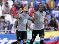  Florin Andone (L) celebrates a goal with Sidnei Rechel Da silva (R) in action during the Teresa Herrera Trophy match between Real Club Depo...