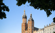 St Mary's Basilica is seen from Main Market Square in Krakow, Poland, on May 21, 2026. 