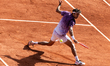 Flavio Cobolli competes in his final men's singles match against Alexander Zverev on day 1...
