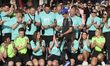 Kimi Antonelli of Italy and the Mercedes-AMG Petronas F1 Team celebrates with the team aft...