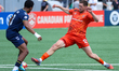 Maxime Filion (#12) attempts to take the ball from an Inter Toronto defender during a Cana...