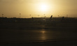 TAP Air Portugal planes are seen at Humberto Delgado Airport during sunset in Lisbon, Port...