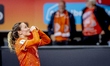 Wieke Kaptein of the Netherlands scores the 1-0 goal and celebrates during the World Cup Q...
