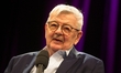 Joschka Fischer, former vice chancellor of Germany, is seen on the stage of WDR Funkhaus i...