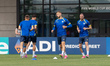 Jovo Lukic #25 and Nihad Mujakic #02 of the Bosnia and Herzegovina national football team...