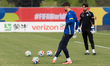 Nikola Vasilj #01 of the Bosnia and Herzegovina national football team warms up during a t...