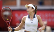 Iva Jovic of the United States competes during her Round of 16 singles match at The HSBC C...