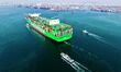 A cargo ship loaded with foreign trade containers enters Qingdao Port in Qingdao City, Sha...